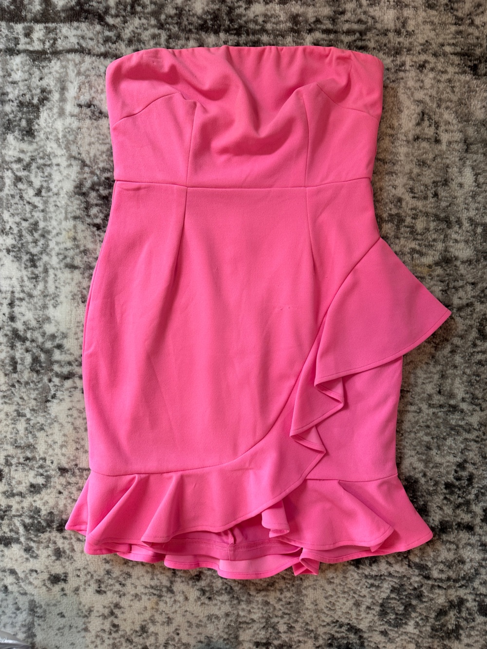 Hello Molly Strapless Pink Ruffle Hem Mini Dress - Picture 2 of 5